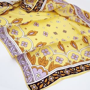 Vintage 70's🌺 Multicolor Floral Silky Square Scarf